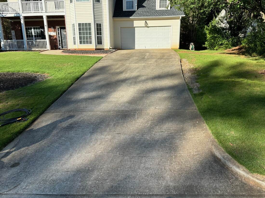 Driveway before pressure washing
